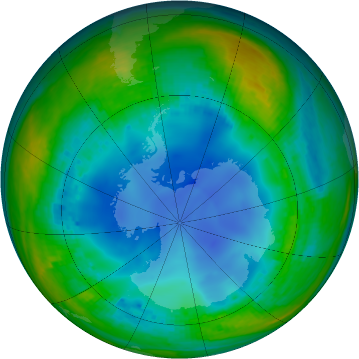 Antarctic ozone map for 24 July 2001